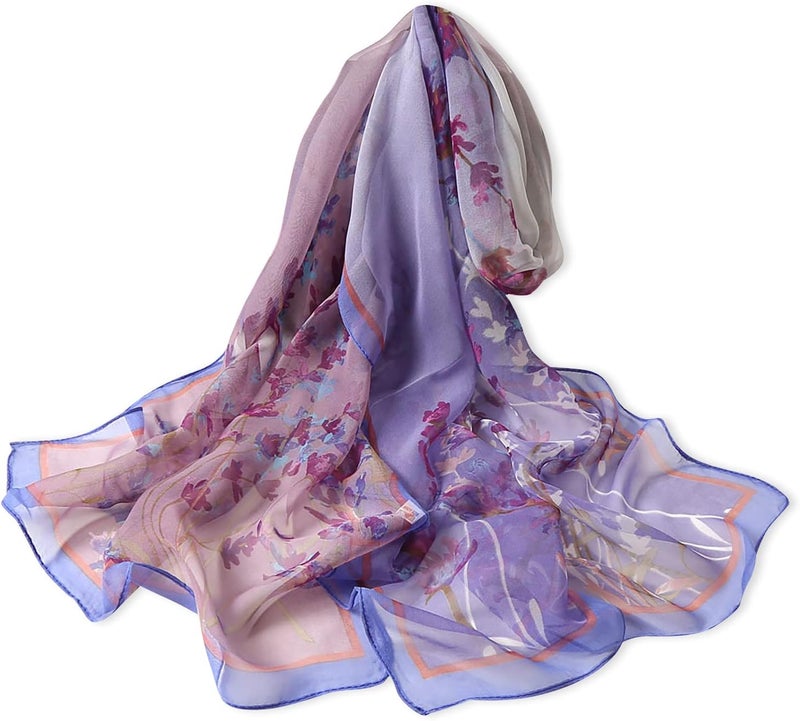 E-Clover Herebuy - Unique Women's Floral Scarves: Chiffon Flowers & Birds Printed Scarf - Image 2